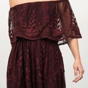 Baltic Born Leon Off-Should Maxi Dress in Mulberry